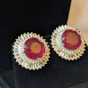 Ruby Sterling Silver Earrings